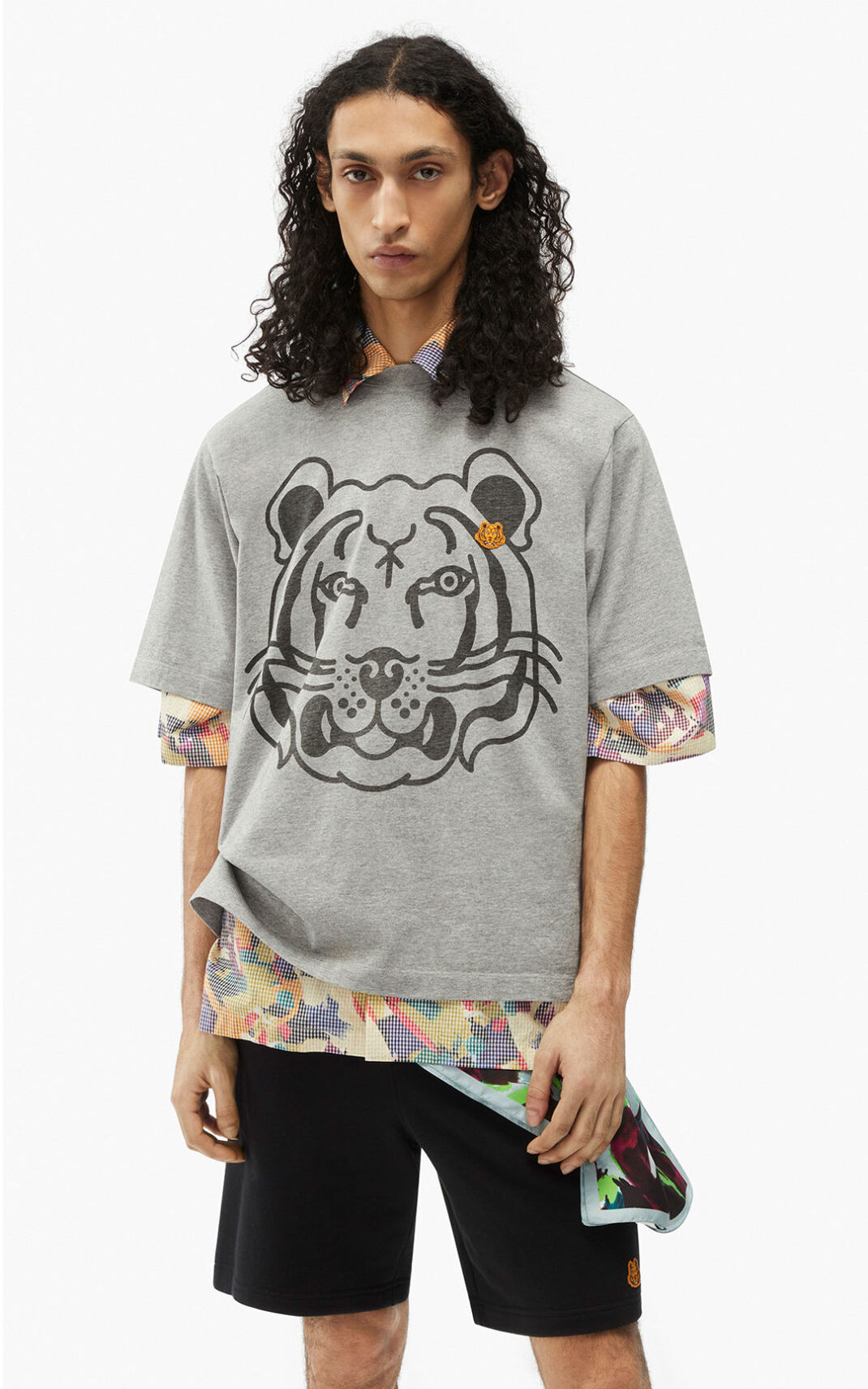 Camisetas Kenzo K Tiger oversized Hombre Gris WDC370269